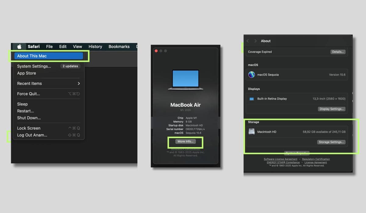 ilustrasi mengecek storage MacBook