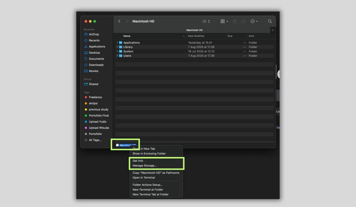 ilustrasi mengecek storage MacBook