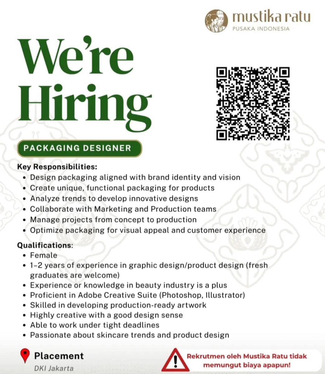  Lowongan Kerja Mustika Ratu April 2026, Dibuka Banyak Posisi! 