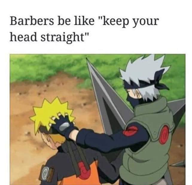 meme anime tentang tukang cukur rambut