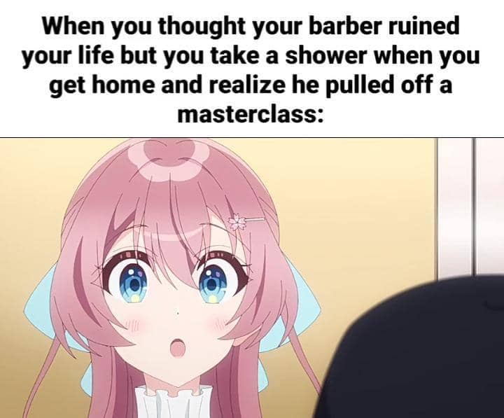 meme anime tentang tukang cukur rambut