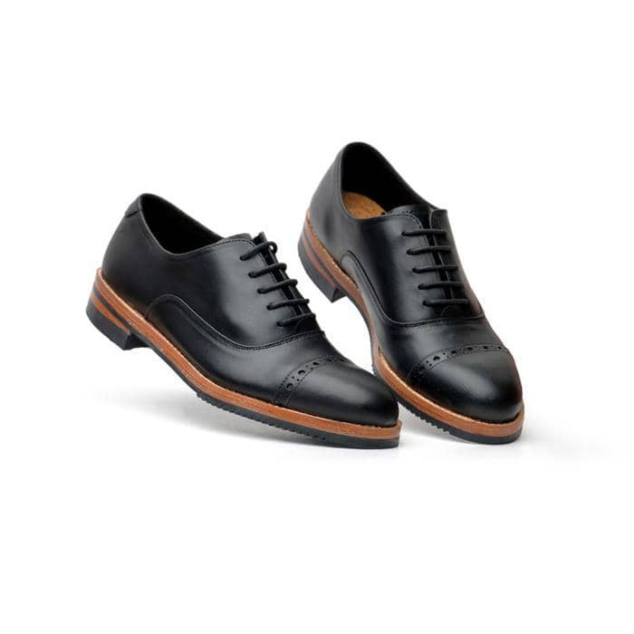 Portee Goods Sepatu Kulit Kerja Pria Oxford Captoe Hitam.