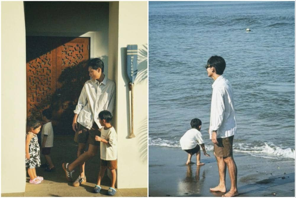 10 Potret Na Daehoon Berlibur di Pantai bareng Trio Na