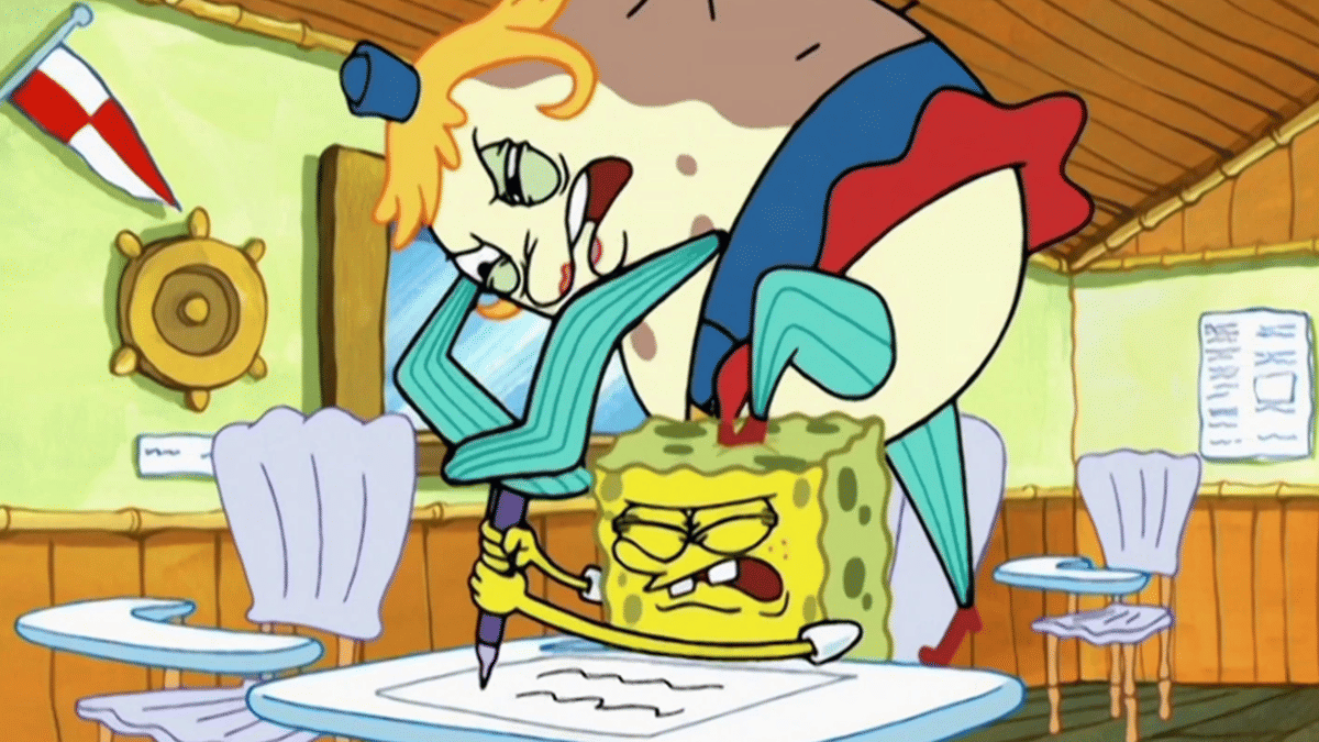 Nyonya Puff memaksa SpongeBob mengerjakan tugas