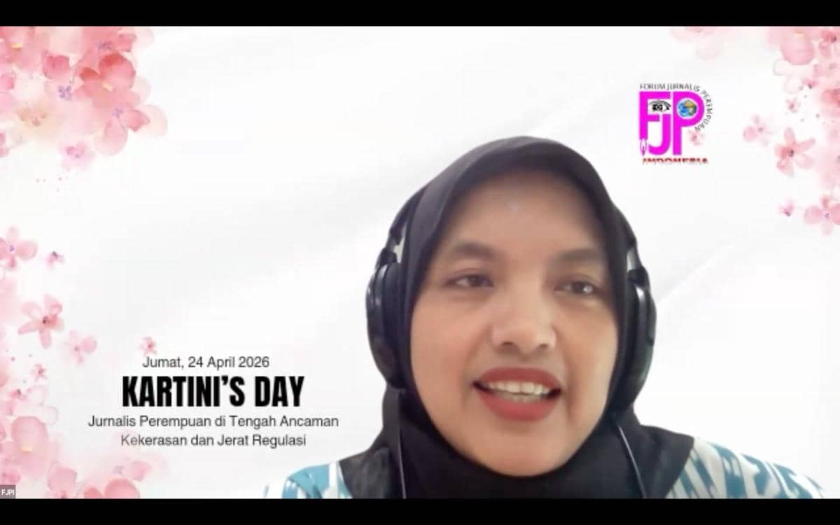Ketua Umum FJPI, Khairiah Lubis, dalam diskusi bertajuk “Jurnalis Perempuan di Tengah Ancaman Kekerasan dan Jerat Regulasi," Jumat (24/4/2026).