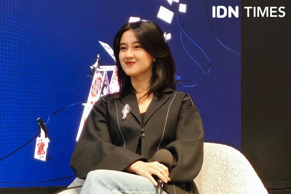 Keisya Levronka saat sesi listening party album Rombak di Jakarta, Rabu (22/4/2026)