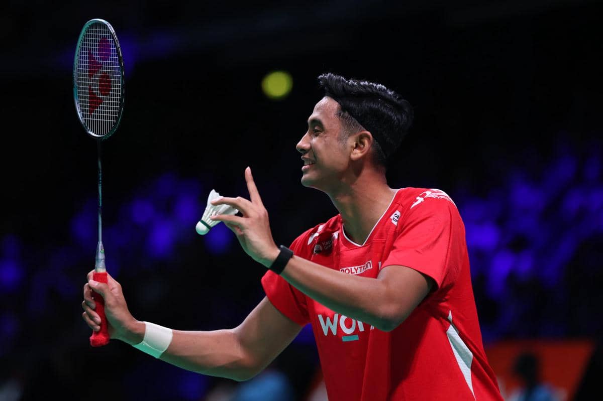 Alwi Farhan saat berlaga di partai kedua fase Grup D Thomas Cup 2026