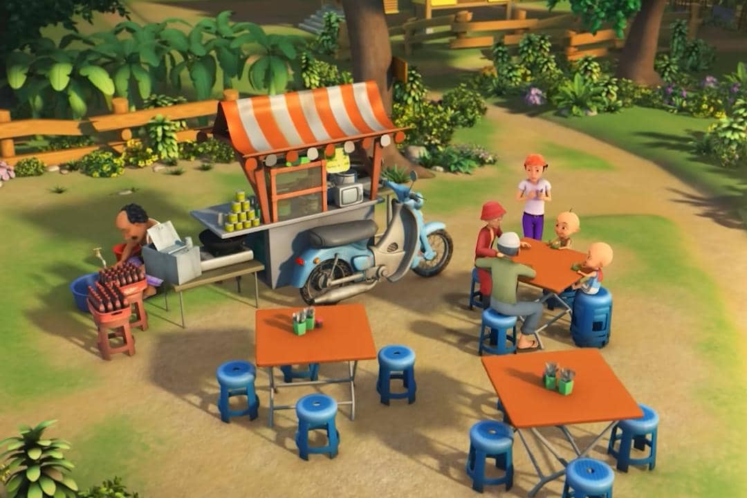 sumber penghasilan para keluarga di Upin & Ipin
