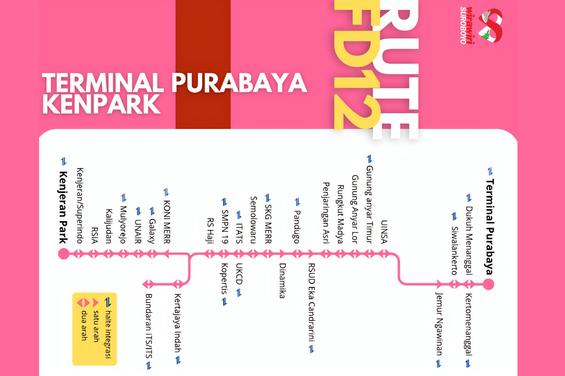 Peta Rute FD12: Terminal Purabaya - Kenjeran Park 