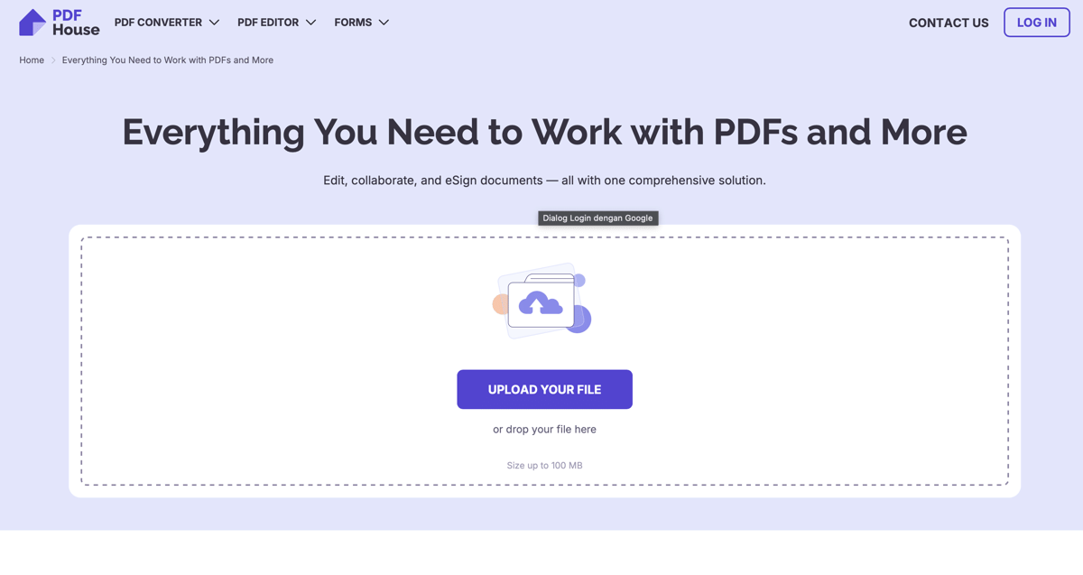 tangkapan layar aplikasi Sejda