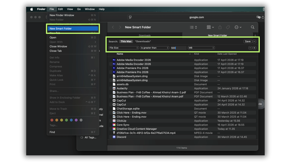 cara hapus file besar di MacBook