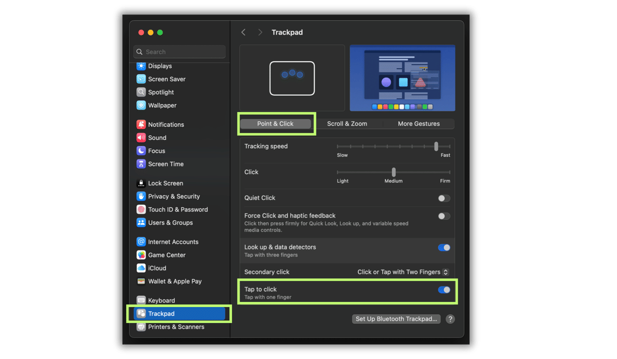 ilustrasi settingan trackpad MacBook