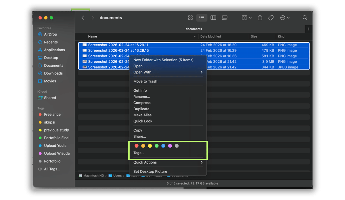 ilustrasi atur files di MacBook