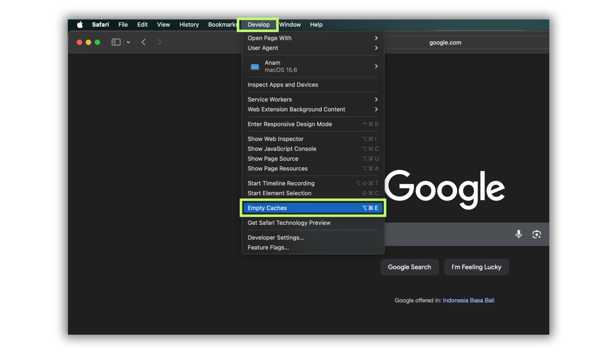 cara hapus cache di MacBook