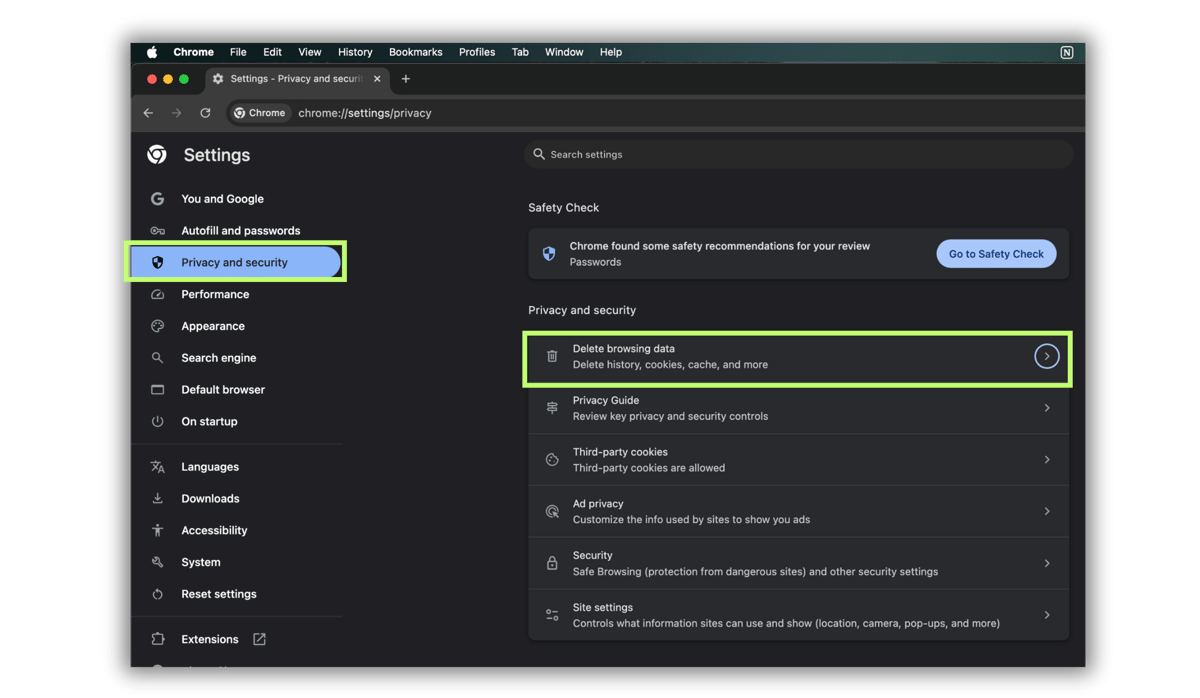 cara hapus cache di MacBook