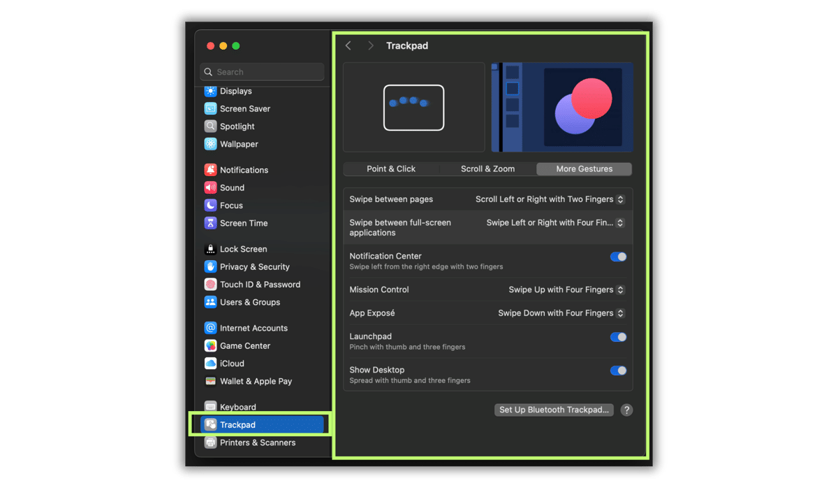 ilustrasi settingan trackpad MacBook