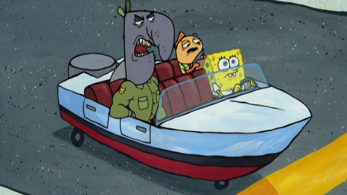 SpongeBob tes mengemudi bersama Tuan Fitz