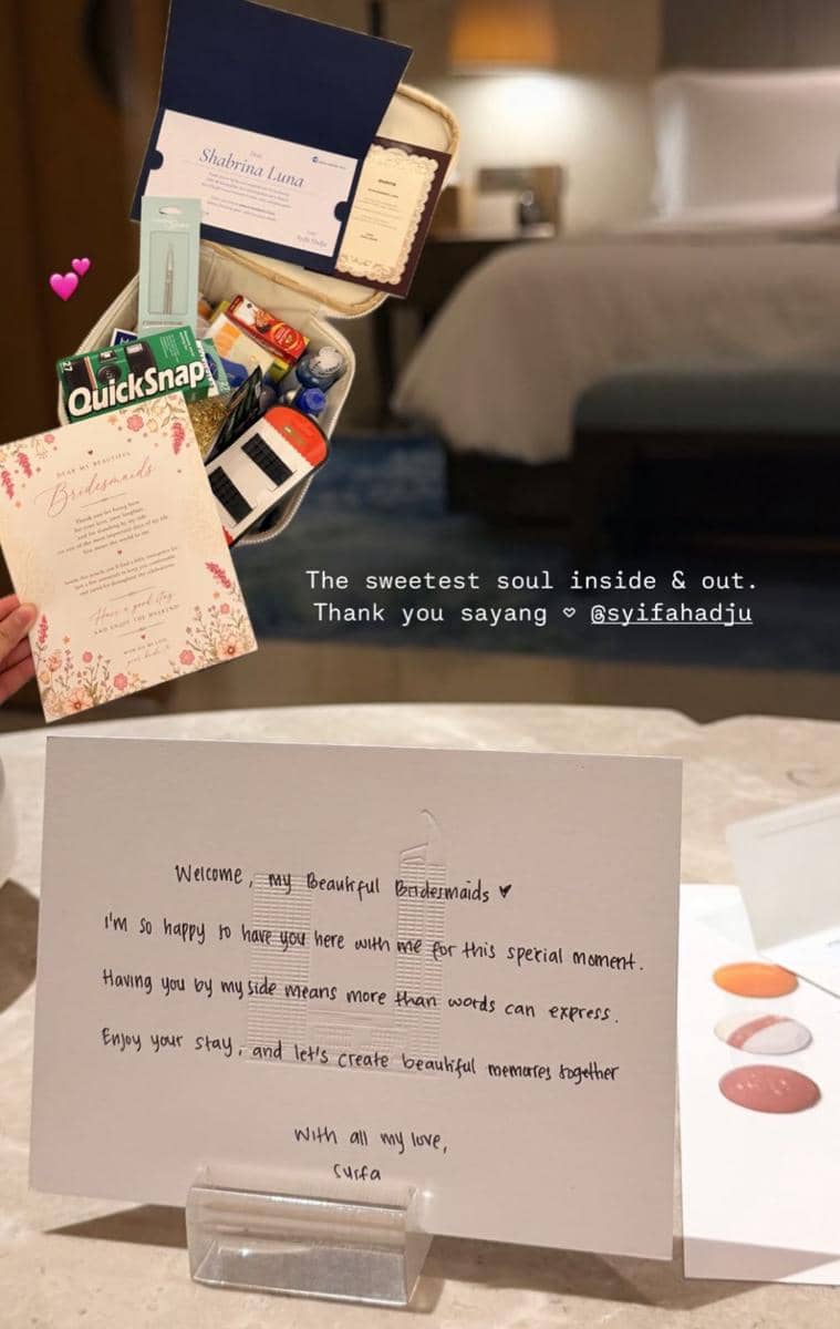 Isi Bridesmaid Kit Akad-Resepsi Syifa Hadju (instagram.com/shabrinaaluna)