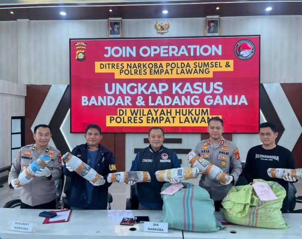 Polisi grebek ladang ganja seluas 20 hektar di Empat Lawang. (Dok. Polda Sumsel)