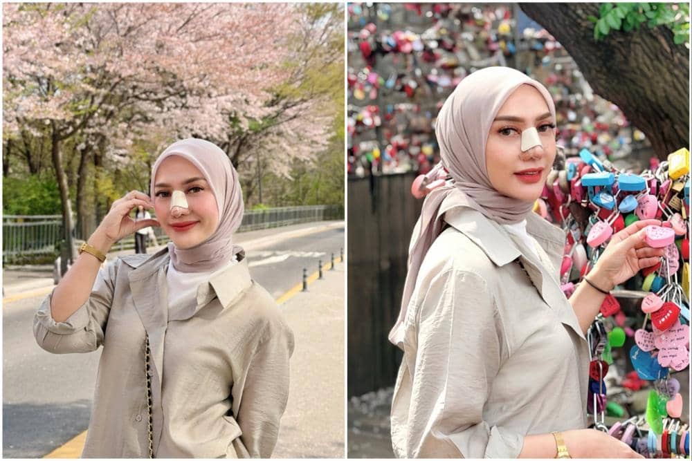10 Potret Yulita MCI5 Menikmati Sakura di Namsan Tower