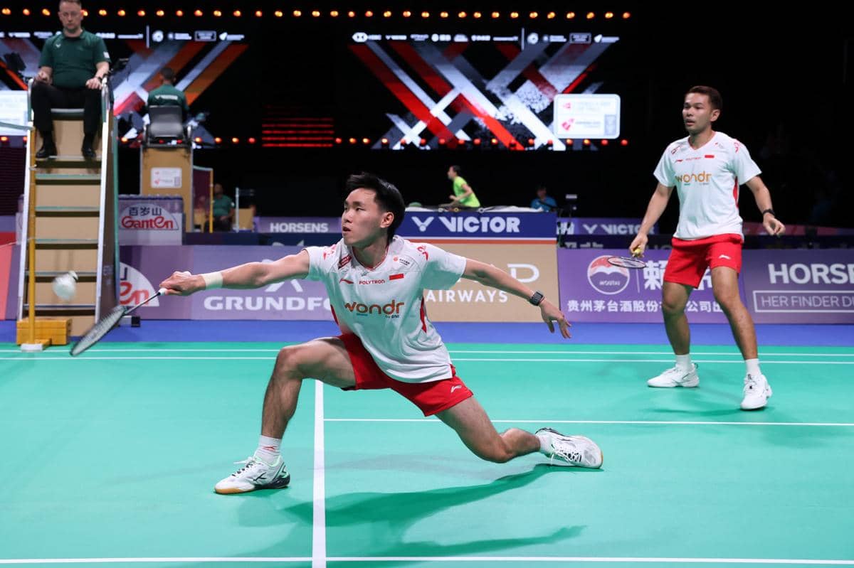 Fajar Alfian/Nikolaus Joaquin menyelamatkan wajah Indonesia saat berhasil menyamakan kedudukan dengan Thailand dalam laga fase Grup D Thomas