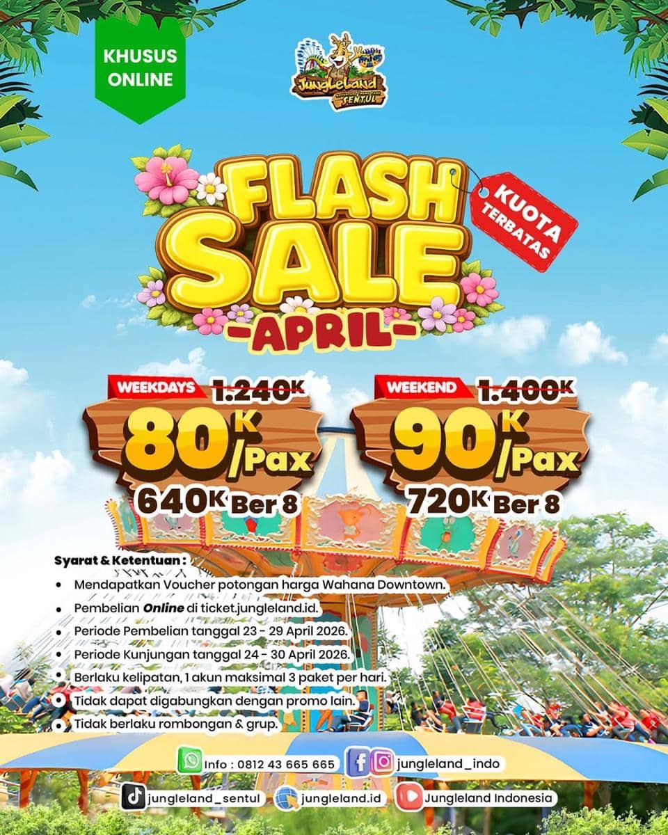 Potret promo Jungleland Adventure Theme Park April 2026 