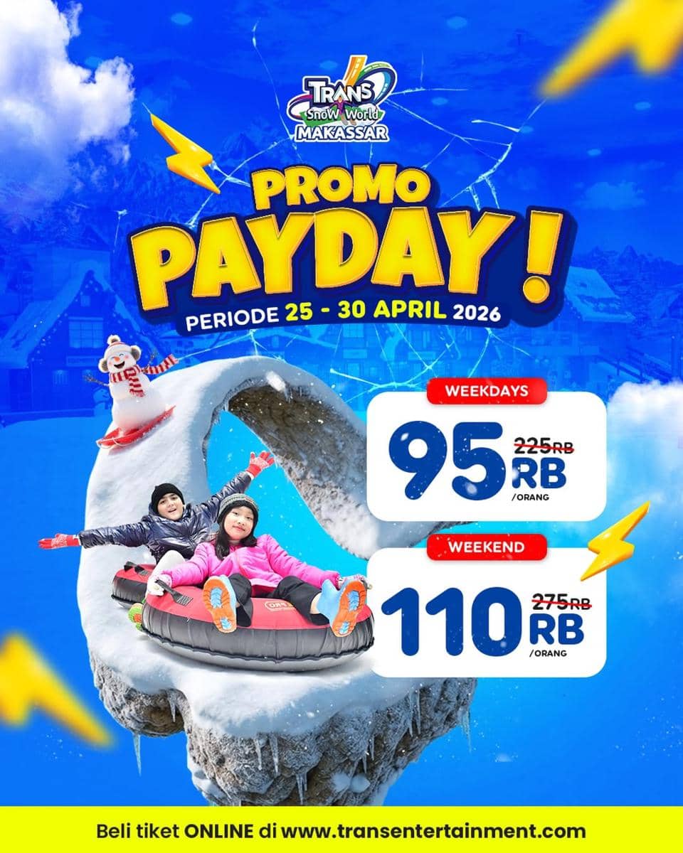 Potret promo Trans Snow World Makassar April 2026