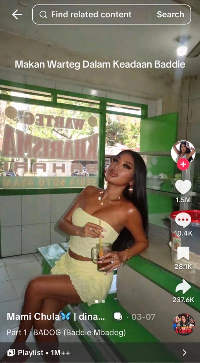 TikToker Dinababyboo populerkan lagu Até Quebrar a Cama 2.0  di Indonesia 