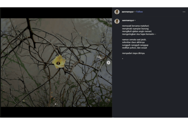 Instagram Aan Mansyur (instagram.com/aanmansyur)