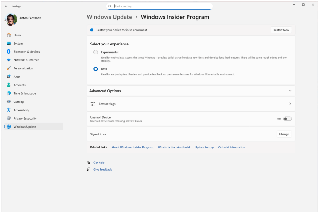 Pengaturan Windows Insider yang baru diperbarui menampilkan saluran experimental dan Beta baru
