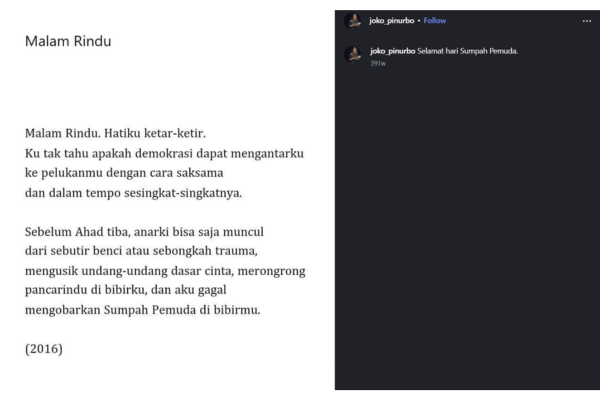 Instagram Joko Pinurbo (Instagram.com/joko_pinurbo)