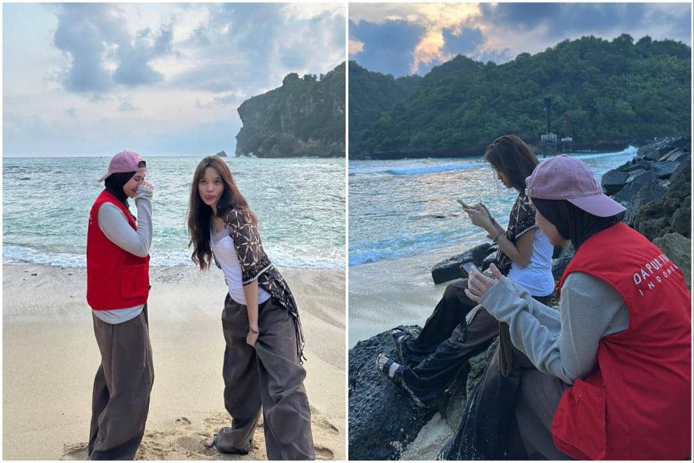 10 Potret Zaskia Adya Mecca dan Anak Menikmati Suasana Pantai Sadeng