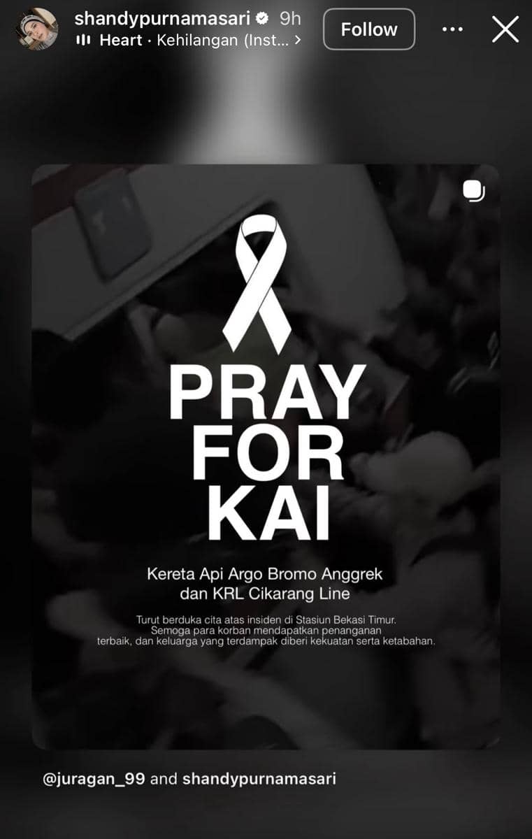 ucapan belasungkawa artis untuk kecelakaan KRL dan KAI Argo Bromo
