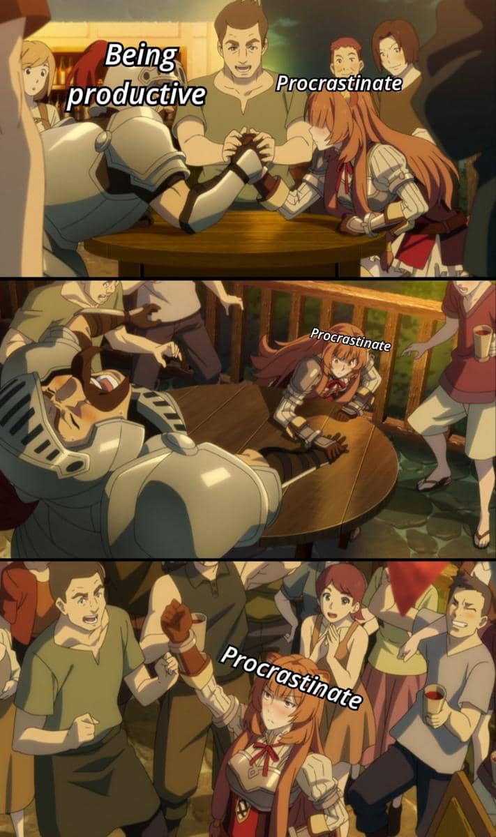 meme anime tentang menunda-nunda