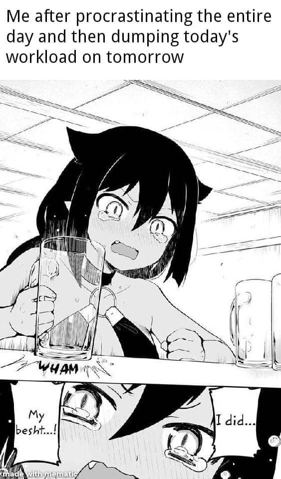 meme anime tentang menunda-nunda