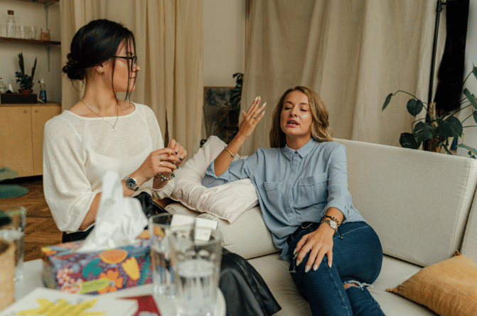 ilustrasi ibu dan anak berbincang