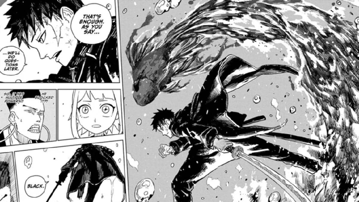 Chihiro beraksi dalam manga Kagurabachi.