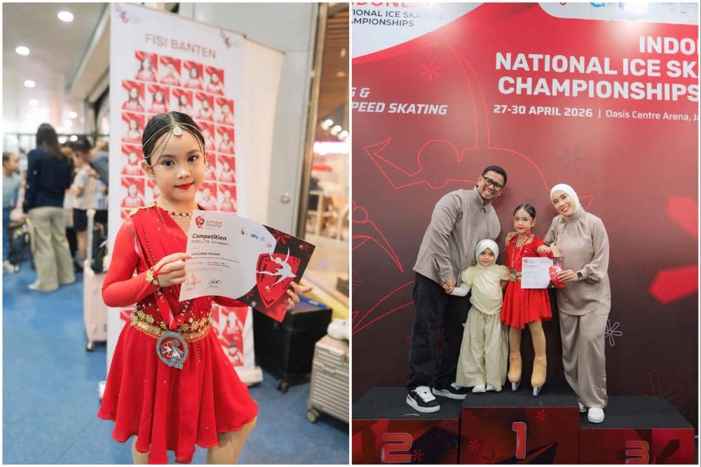 10 Potret Sada Anak Fitri Tropica Juara Kedua Kejurnas Ice Skating