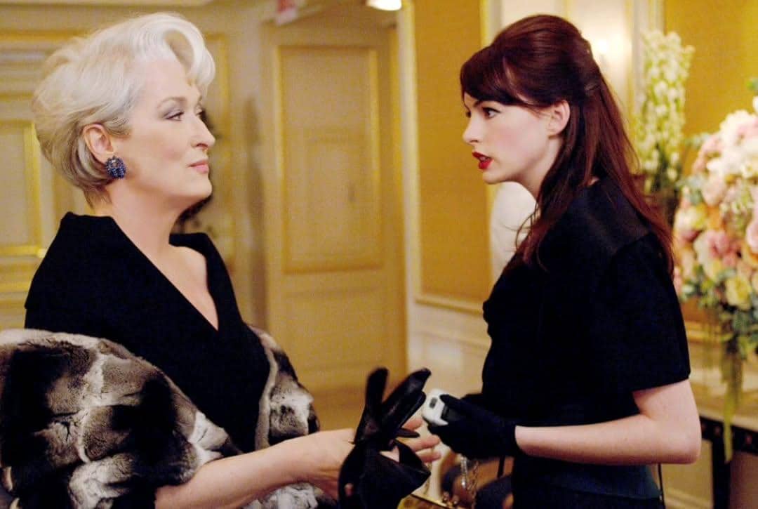 Karakter Miranda Priestly dan Andy dalam The Devil Wears Prada (Instagram/@tdwpmovie)