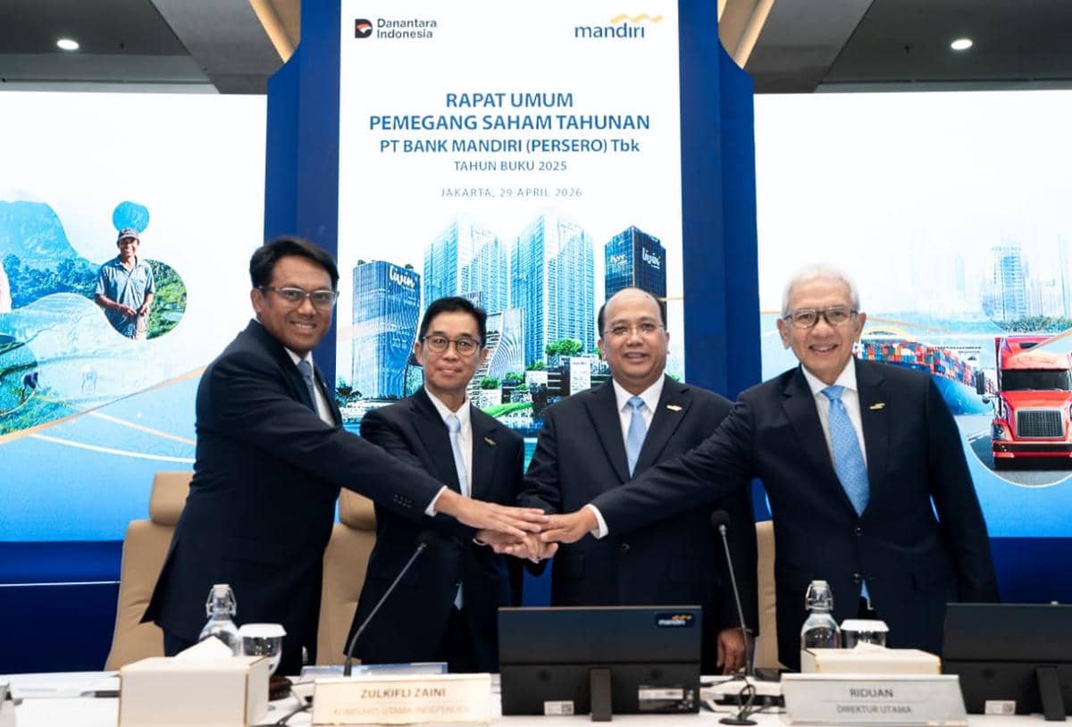 PT Bank Mandiri (Persero) Tbk (BMRI) menggelar Rapat Umum Pemegang Saham Tahunan (RUPST) tahun buku 2025, Rabu (29/4/2026). (dok. Bank Mandiri)