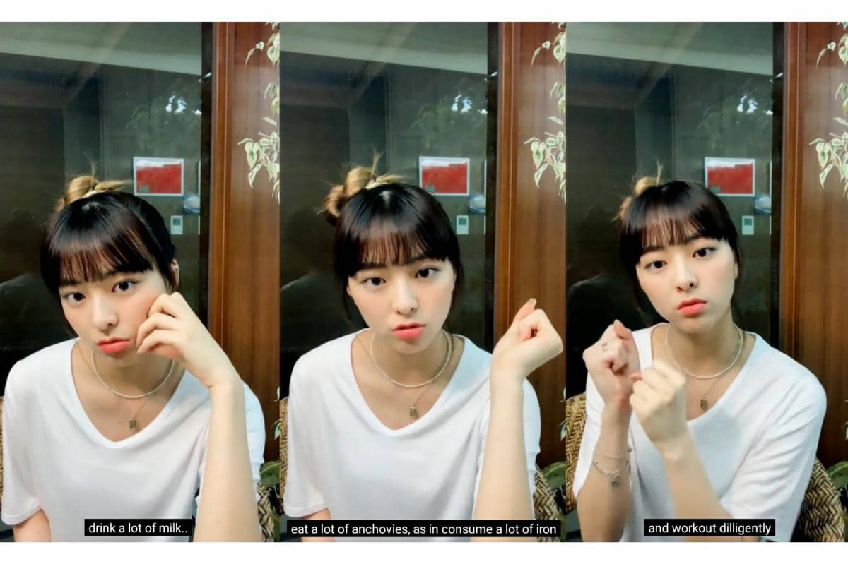 Yuna ITZY membagikan beberapa kiat menambah tinggi badan ala dirinya dalam sebuah live streaming individu