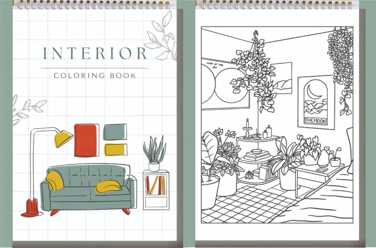 Kusuka Printing - Interior Relaxing Coloring Book Activity