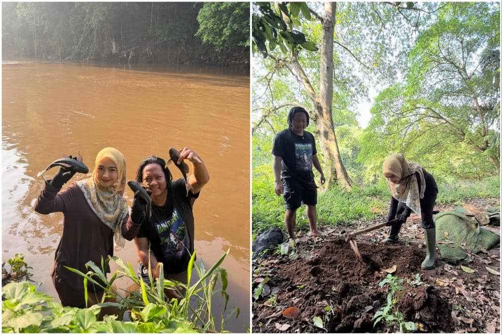 10 Potret Ria Ricis Menangkap Ikan Sapu-sapu di Sungai Ciliwung
