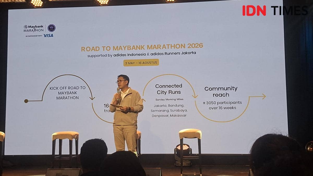 Project Director Maybank Marathon Bambang Irawan dalam konferensi pers Maybank Marathon 2026 