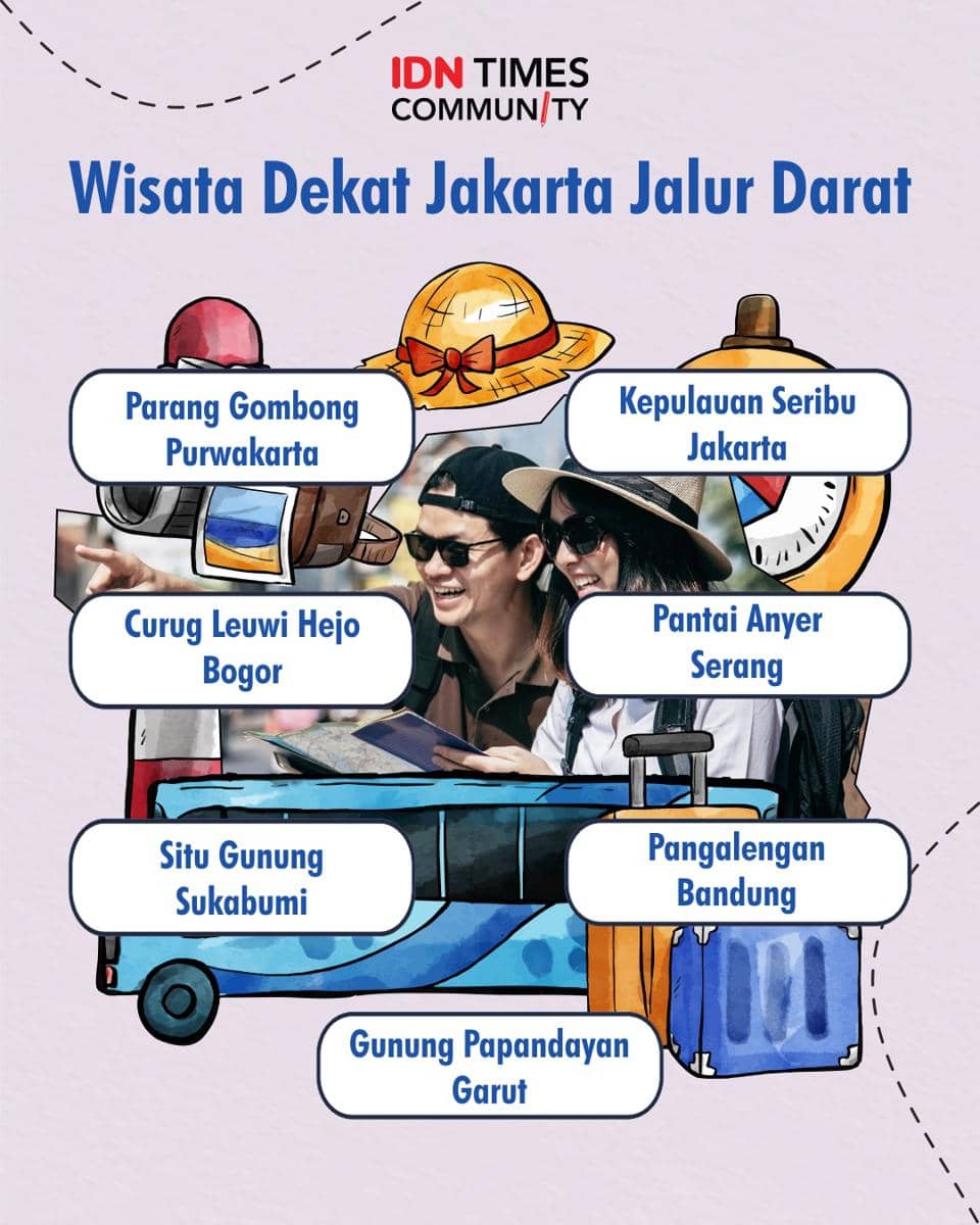 Infografik wisata dekat Jakarta via jalur darat (IDN Times/Sukma Mardya Shakti)
