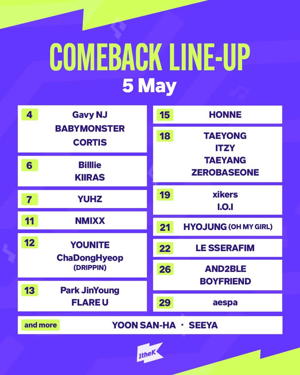 jadwal debut dan comeback idol KPop pada Mei 2026