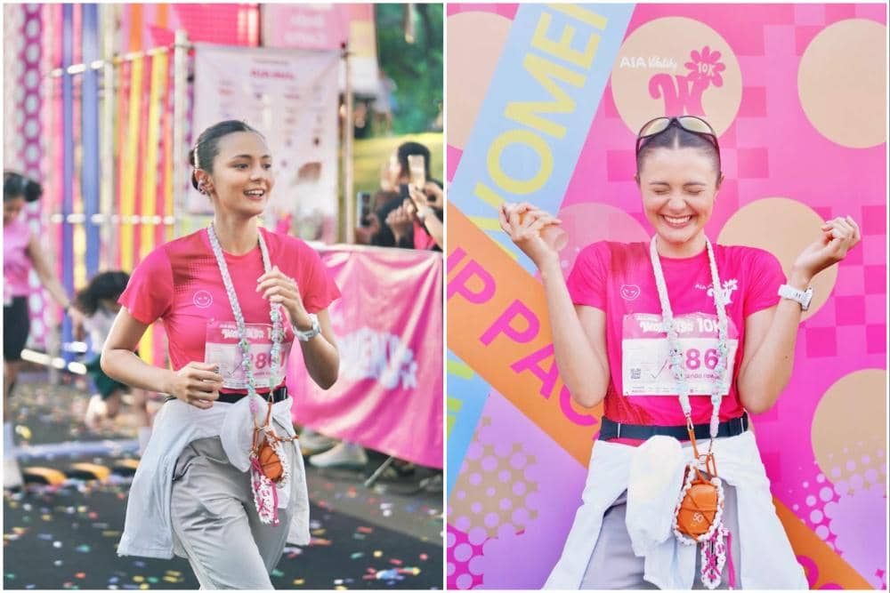 10 Potret Amanda Rawles Lari 10K dengan Makeup Flawless
