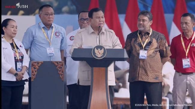 Presiden Prabowo Subianto menghadiri Hari Buruh 