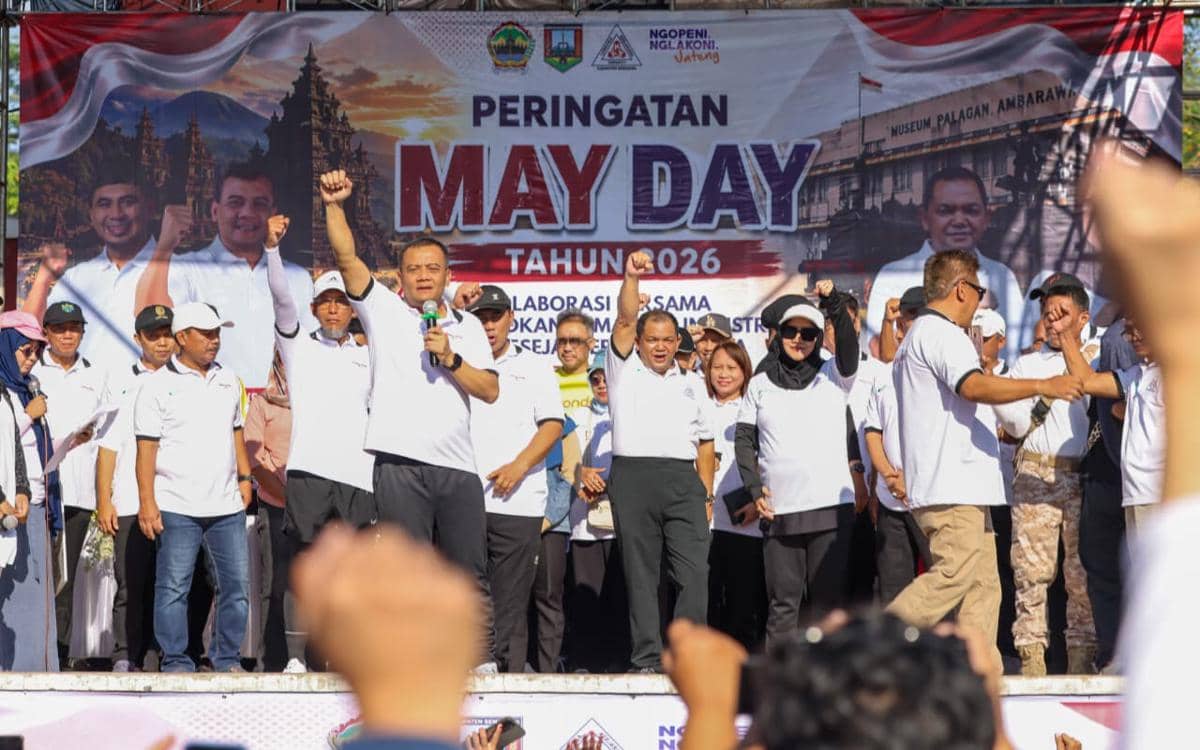Jalan Sehat Warnai May Day 2026, Ahmad Luthfi Sebut Buruh Pahlawan 