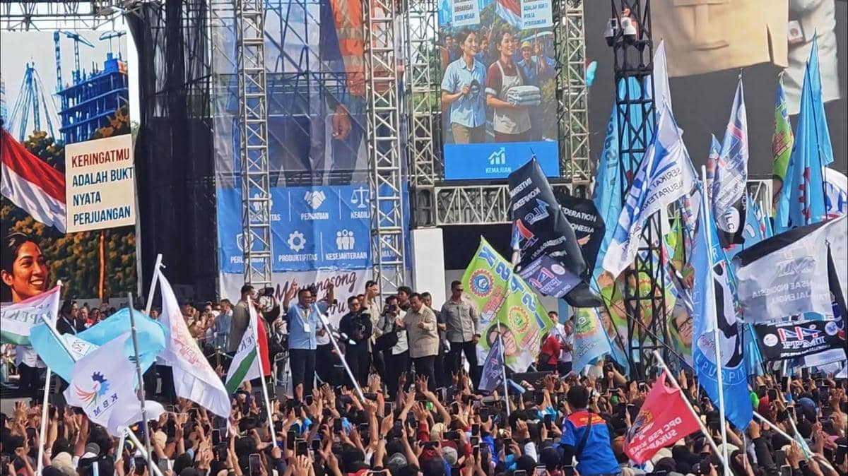Presiden Prabowo Subianto menghadiri May Day 2026 di Monas, Jakarta (IDN Times/Ilman Nafi'an)